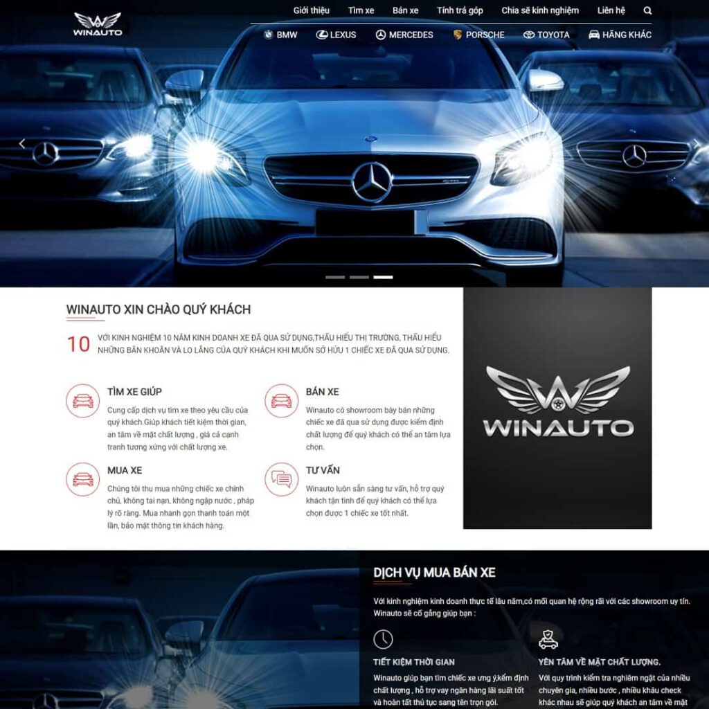 Theme WordPress Showroom mua bán ô tô cũ