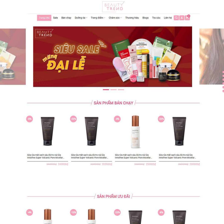 Theme WordPress Shop bán mỹ phẩm