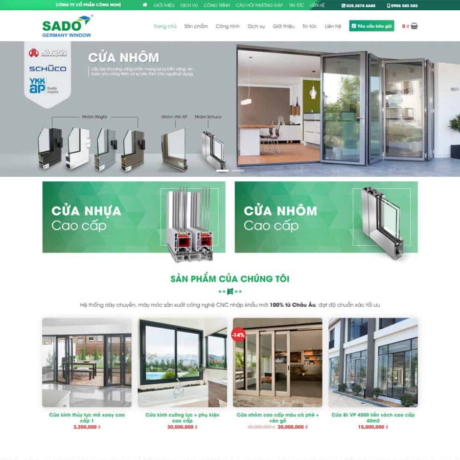 Theme WordPress công ty nhôm kính 01