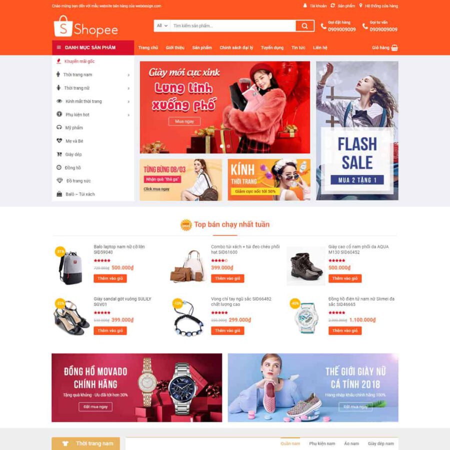 Theme WordPress Shop thời trang, quần áo
