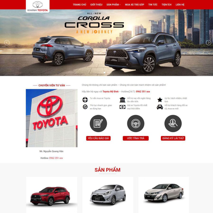 Theme WordPress bán ô tô Toyota