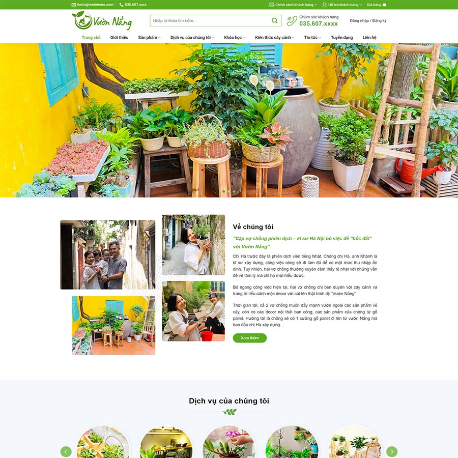 Theme WordPress bán cây xanh, tiểu cảnh 03