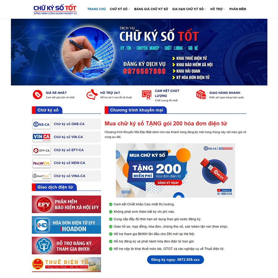 Theme WordPress dịch vụ chữ ký số