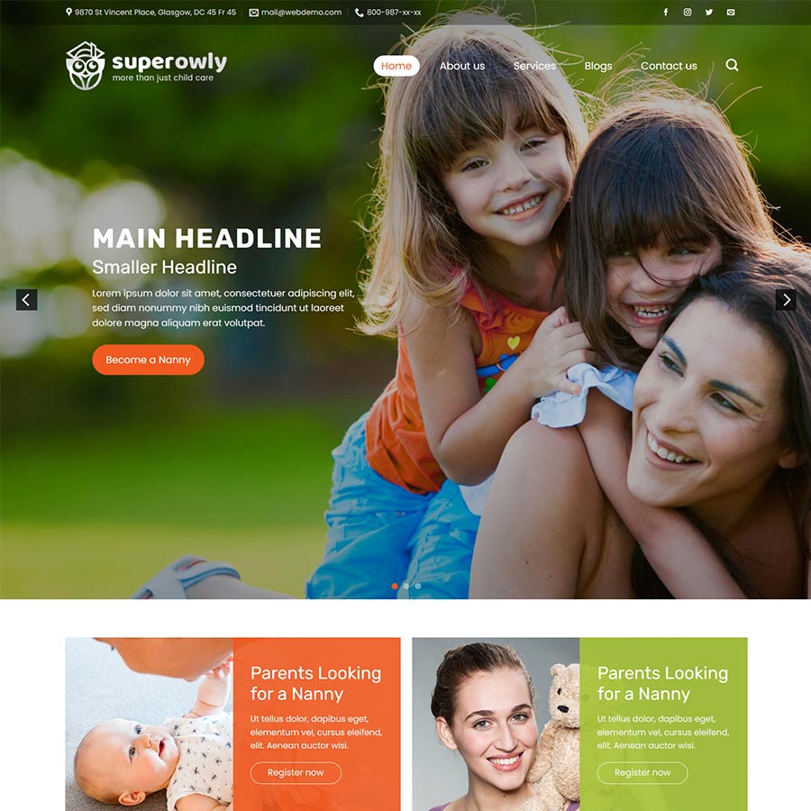 Theme WordPress dịch vụ bảo mẫu