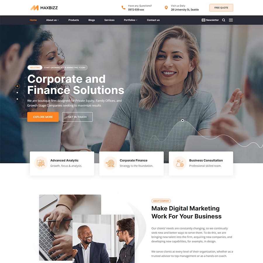 Theme WordPress giới thiệu công ty đa ngành