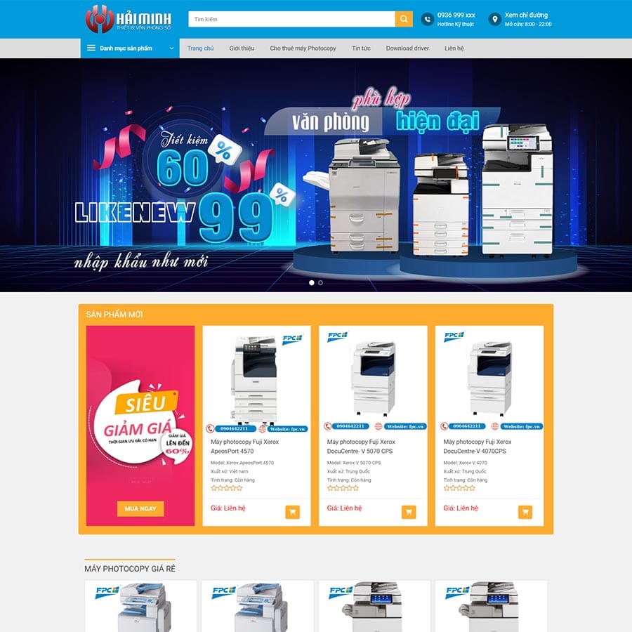 Theme WordPress bán và cho thuê máy Photocopy 02