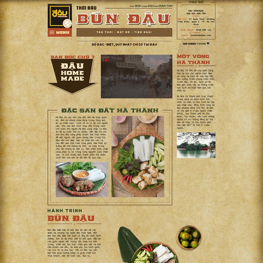 Theme WordPress quán bún đậu mắm tôm 02