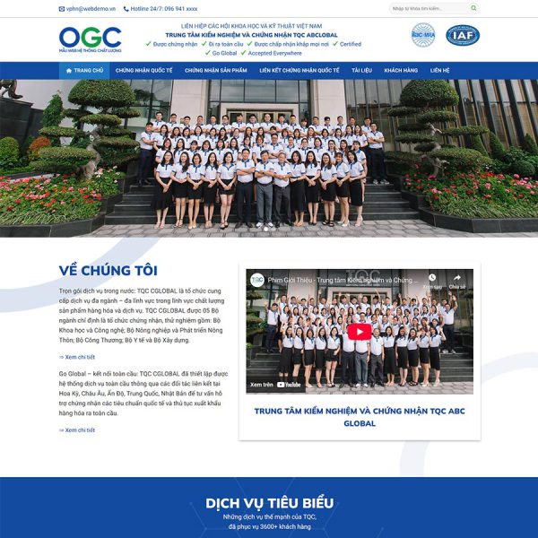 Theme WordPress trung tâm chứng nhận và kiểm định