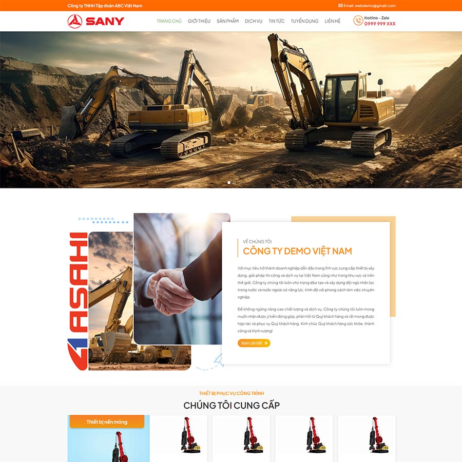 Theme WordPress bán máy công trình