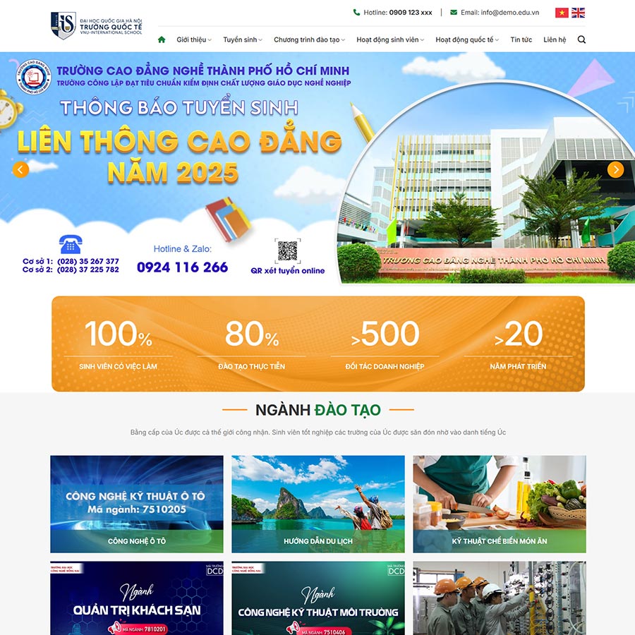 Theme WordPress trường dạy nghề 01