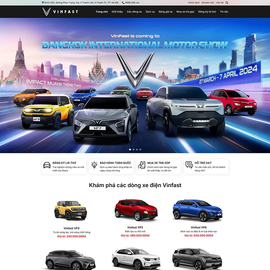 Theme WordPress bán xe ô tô Vinfast